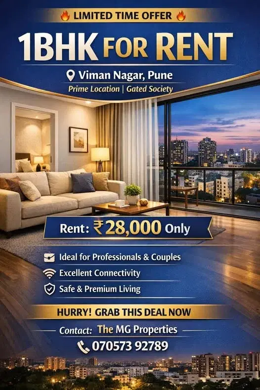 1 BHK Flat for Rent in Viman Nagar