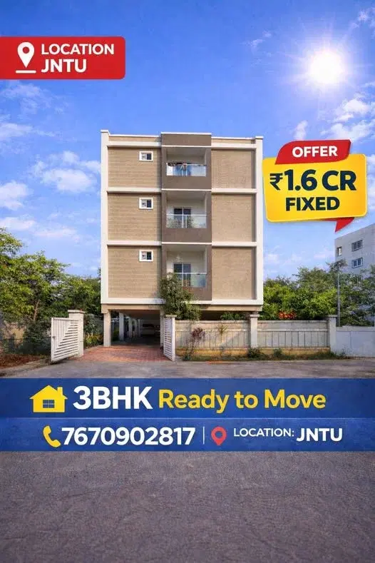 3 BHK Flat for Rent Near jntu metro