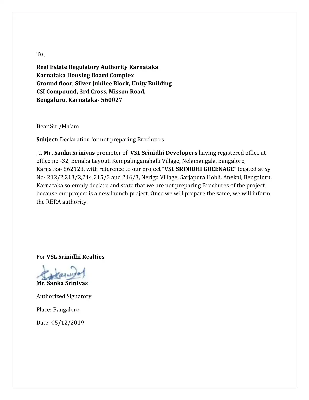 Vsl Srinidhi Greenage