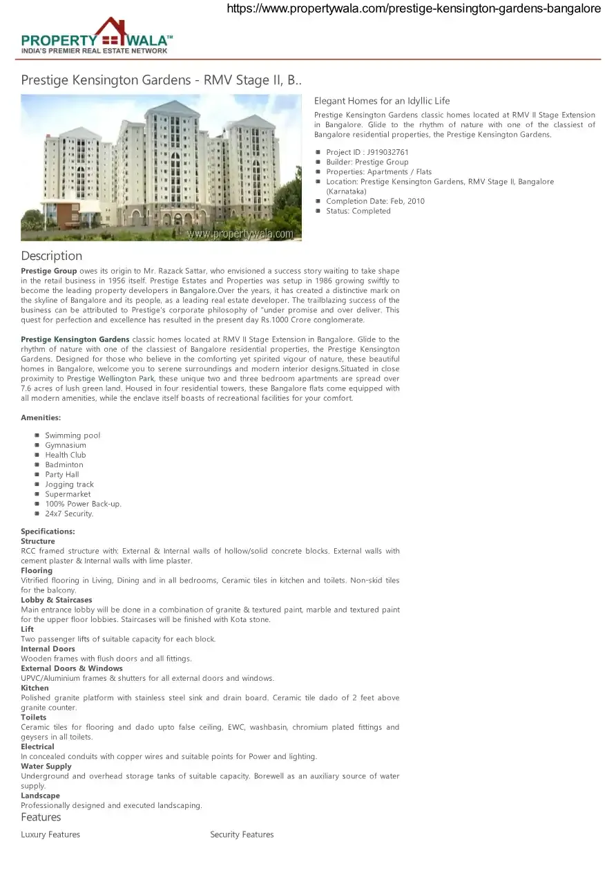 Prestige Kensington Gardens