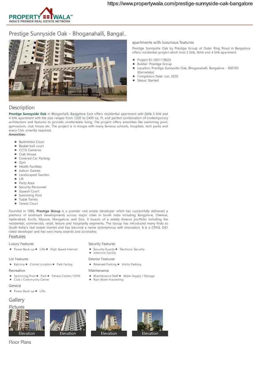 Prestige Sunny Side-oak